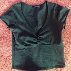 Brandy Melville Green Ruched Top